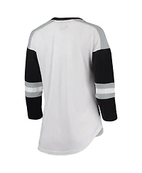 Women's Touch White and Black Chicago White Sox Base Runner 3/4-Sleeve V-Neck T-shirt