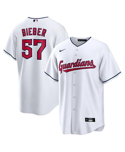 Men's Nike Shane Bieber White Cleveland Guardians Replica Player Jersey
