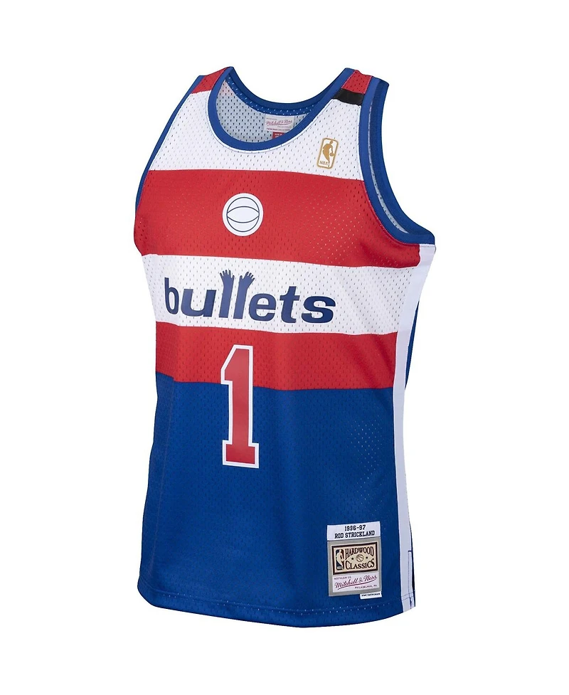 Men's Mitchell & Ness Rod Strickland Royal Washington Bullets 1996/97 Hardwood Classics Swingman Jersey