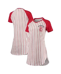 Women's Concepts Sport White, Red St. Louis Cardinals Vigor Pinstripe Raglan V-Neck Nightshirt