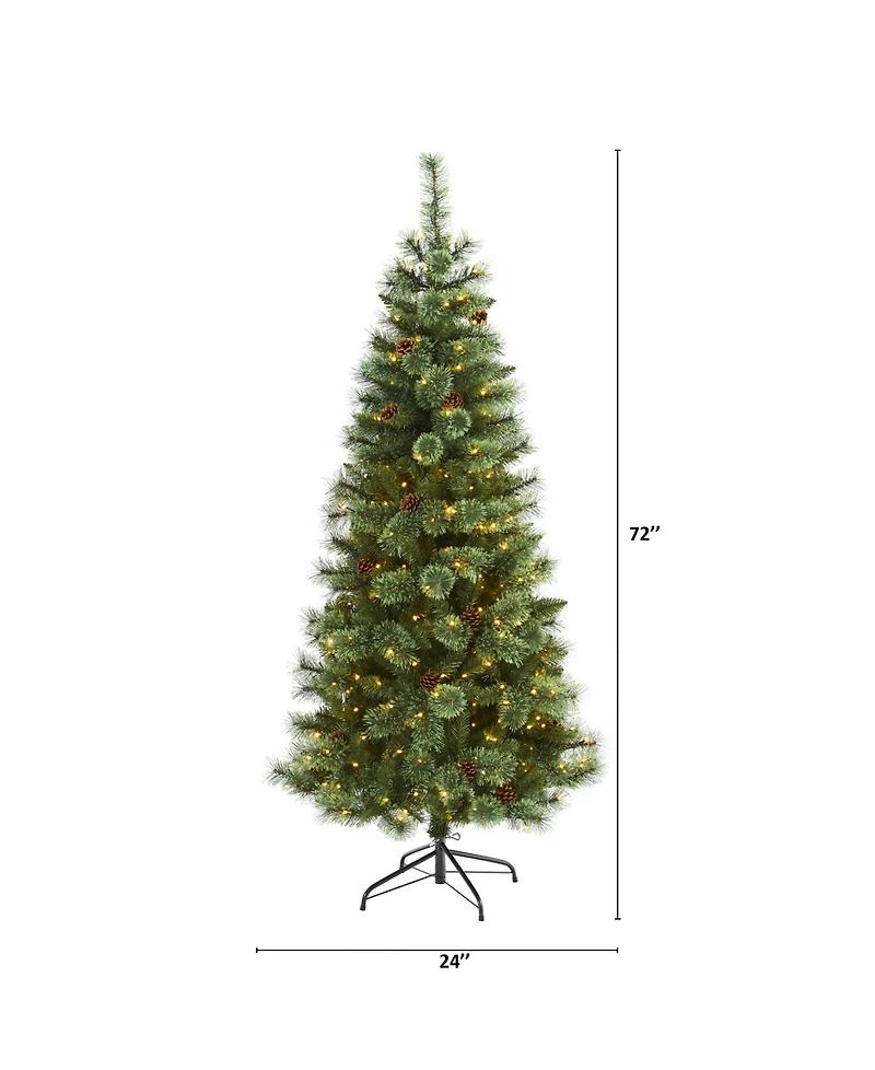 White Mountain Pine Artificial Christmas Tree with Lights and Pinecones, 72"