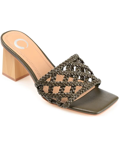 Journee Collection Women's Evvie Braided Block Heel Sandals