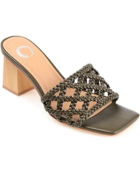Journee Collection Women's Evvie Braided Block Heel Sandals