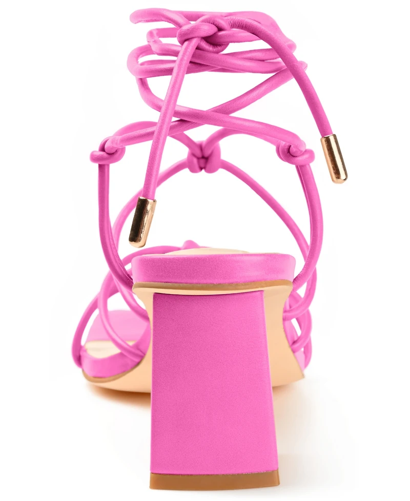Journee Collection Women's Harpr Strappy Ankle Tie Block Heel Dress Sandals