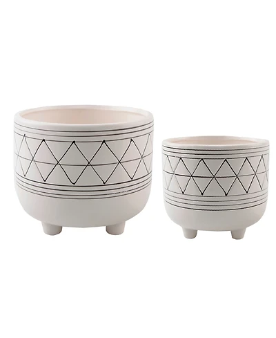 Flora Bunda Geo Ceramic Planter with Legs, Set of 2