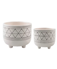 Flora Bunda Geo Ceramic Planter with Legs, Set of 2