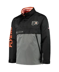 Men's Tommy Hilfiger Black, Gray Philadelphia Flyers Anorak Quarter-Zip Hoodie Jacket