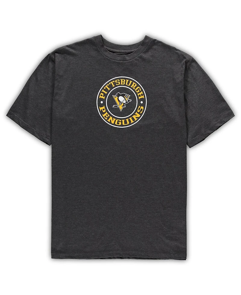 Men's Concepts Sport Black, Heathered Charcoal Pittsburgh Penguins Big and Tall T-shirt Shorts Sleep Set
