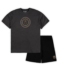Men's Concepts Sport Black, Heathered Charcoal Vegas Golden Knights Big and Tall T-shirt Shorts Sleep Set