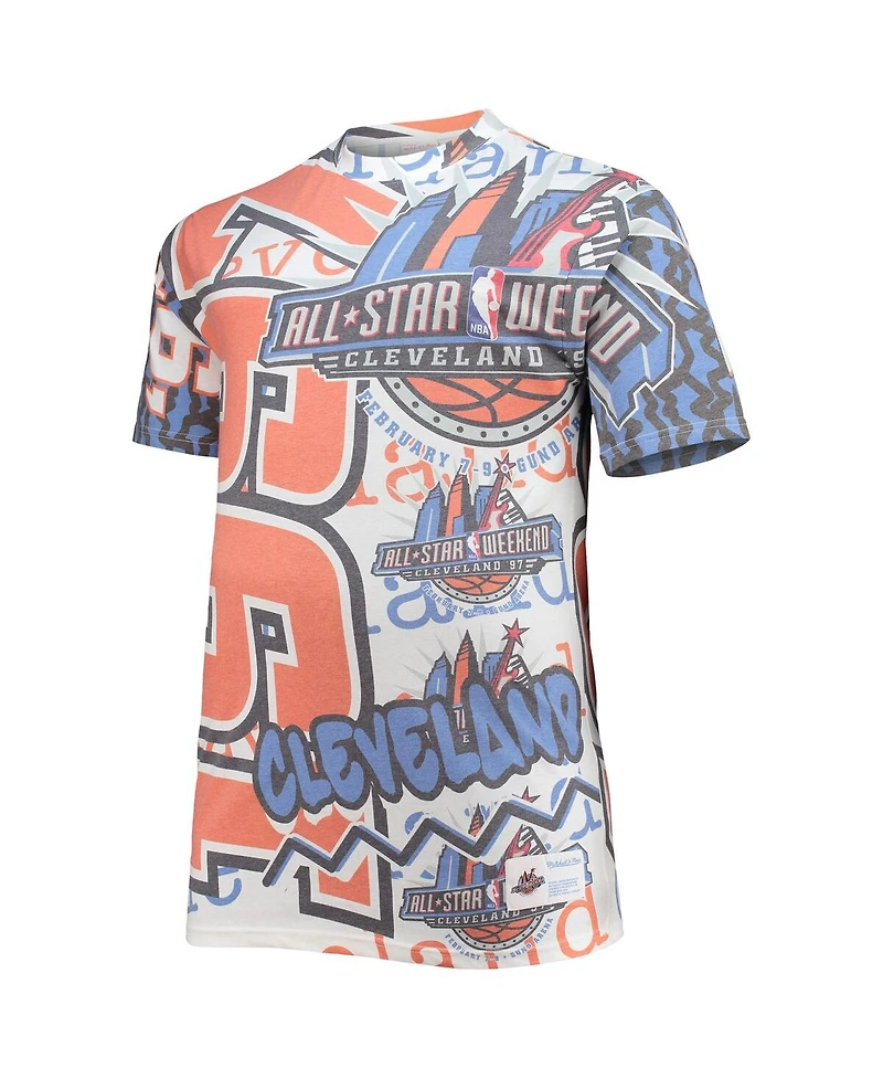Men's Mitchell & Ness White Nba 1997 All-Star Game Hardwood Classics Big and Tall Jumbotron T-shirt
