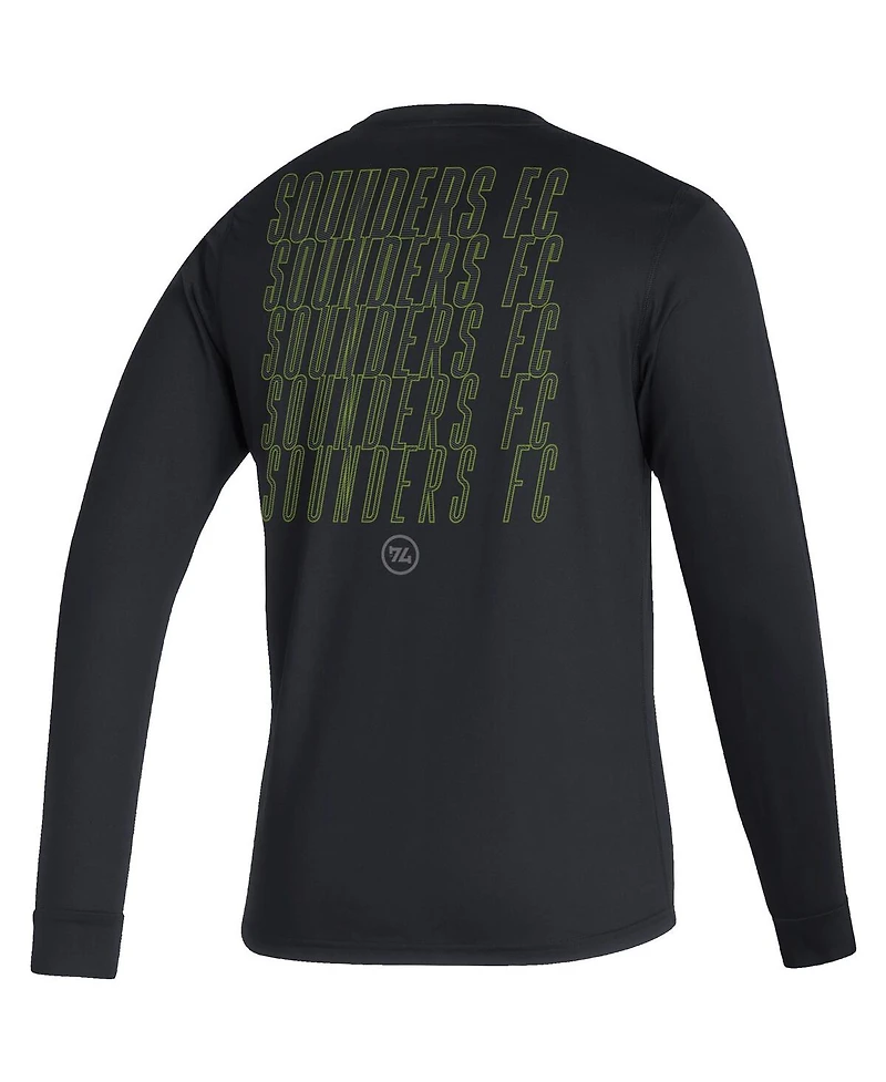 Men's adidas Black Seattle Sounders Fc Club Long Sleeve T-shirt