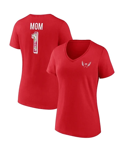 Women's Fanatics Red Washington Capitals Team Mother's Day V-Neck T-shirt