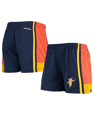 Women's Mitchell & Ness Navy Golden State Warriors Jump Shot Shorts