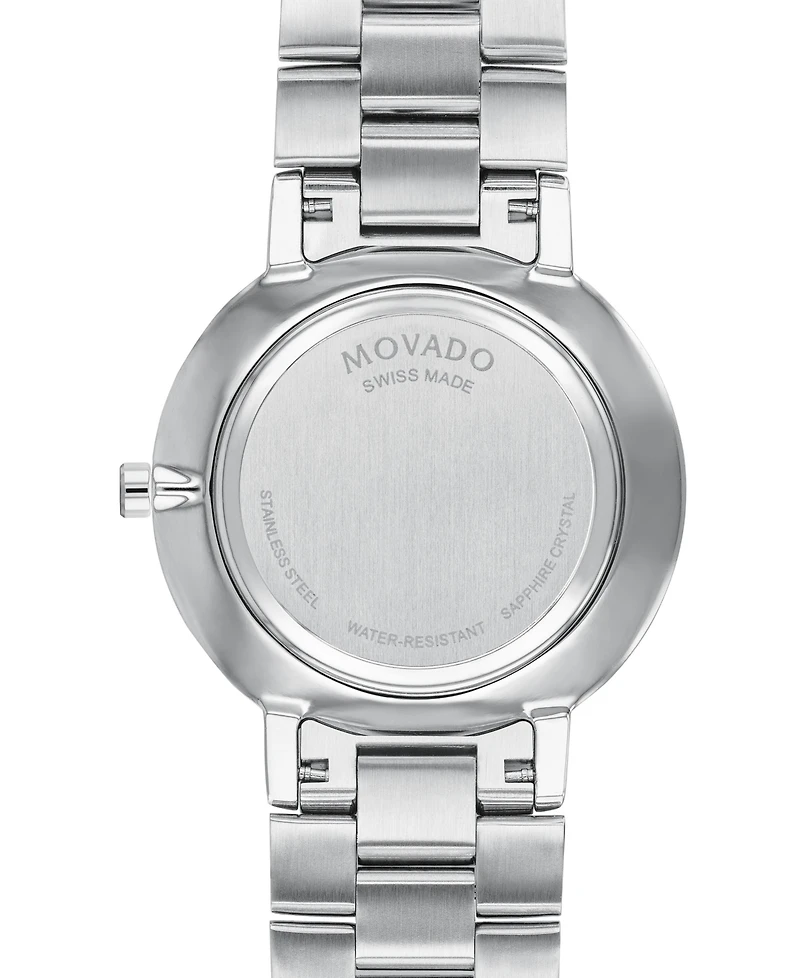 Movado Men's Swiss Faceto Diamond (3/8 ct. t.w.) Stainless Steel Bracelet Watch 39mm