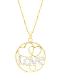 Diamond "Love" Heart Circle 18" Pendant Necklace (1/8 ct. t.w.) in 14k Gold-Plated Sterling Silver