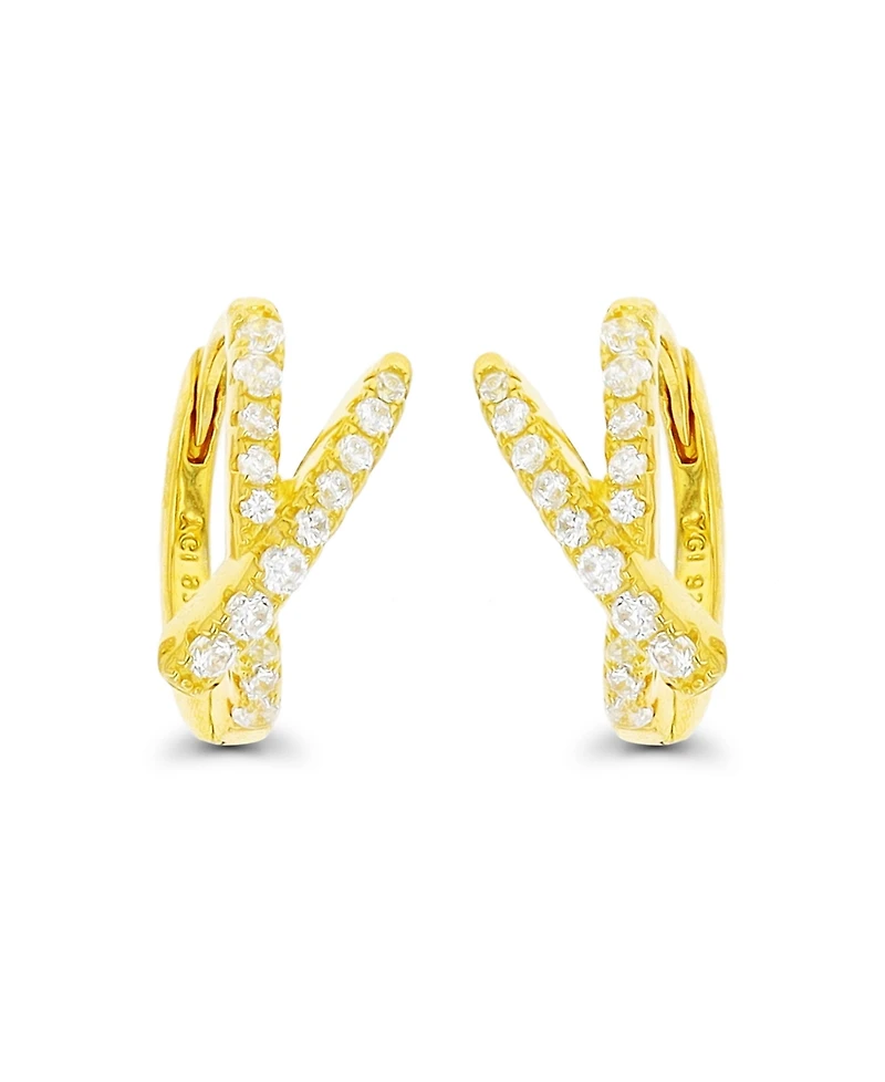 Overlapped Hoop Earrings 14K Gold Plated or Sterling Silver