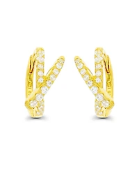 Overlapped Hoop Earrings 14K Gold Plated or Sterling Silver