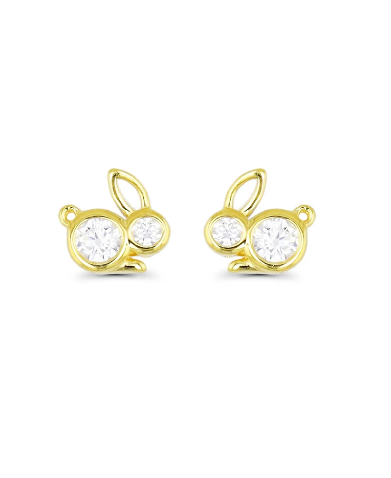 Bunny Rabbit Stud Earrings 14K Gold Plated or Sterling Silver