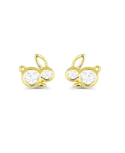 Bunny Rabbit Stud Earrings 14K Gold Plated or Sterling Silver