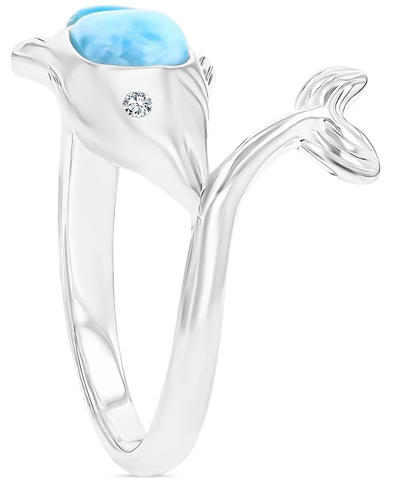 Larimar & Lab-Grown White Sapphire (1/20 ct. t.w.) Ring Sterling Silver