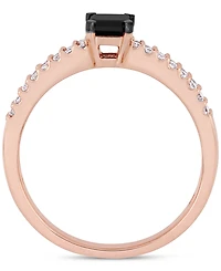 Black Diamond (1/2 ct. t.w.) & White (1/4 Emerald-Cut Pave Engagement Ring 14k Rose Gold