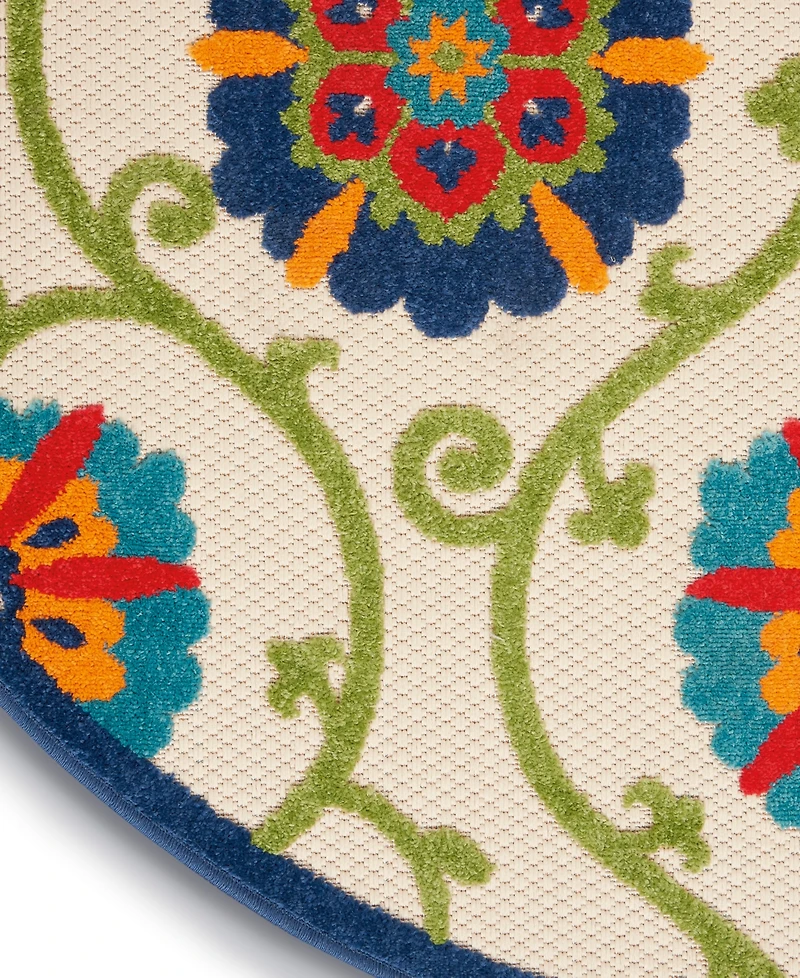 Nourison Home Aloha ALH19 5'3" x 5'3" Round Outdoor Area Rug