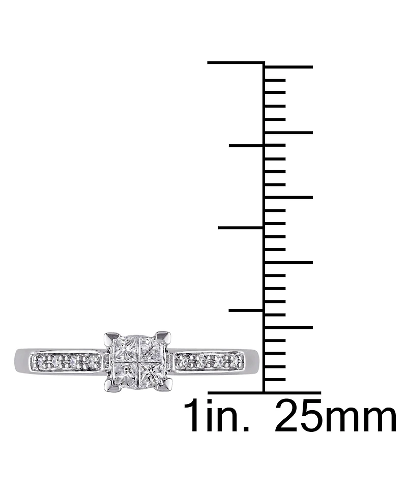 Diamond Princess Quad Cluster Engagement Ring (1/4 ct. t.w.) 14k White Gold