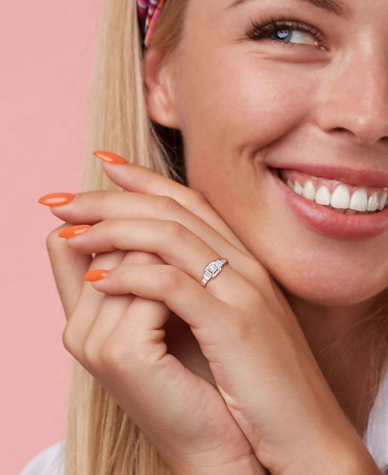 Diamond Princess Halo Engagement Ring (3/4 ct. t.w.) 14k White Gold