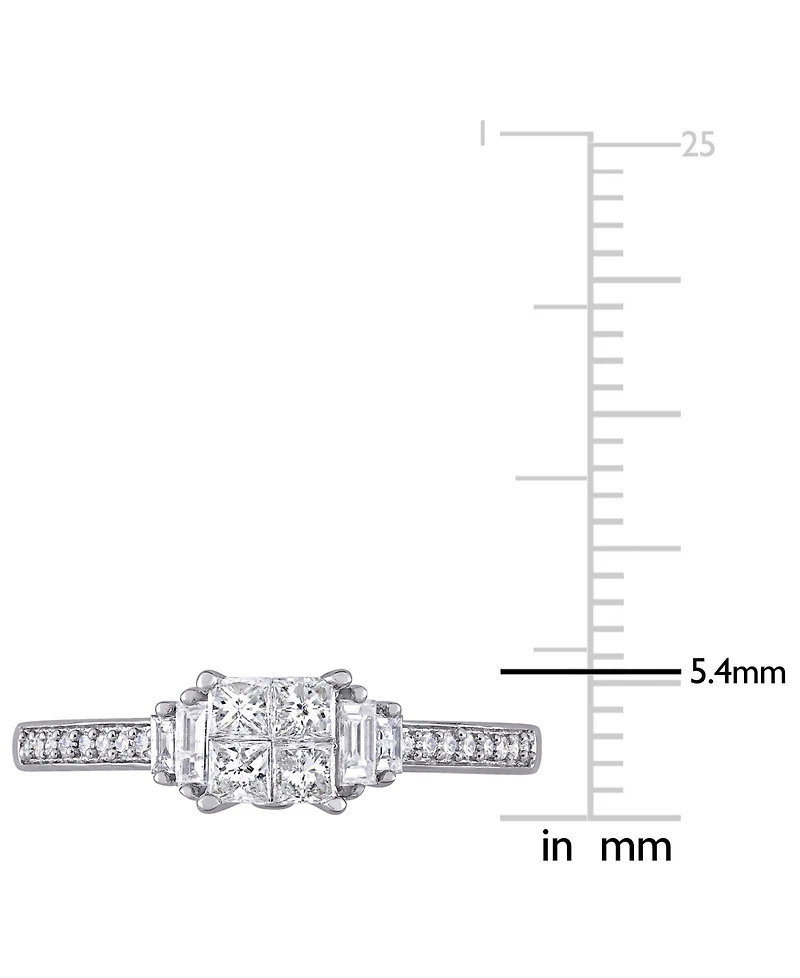 Diamond Princess Quad Cluster Engagement Ring (1/2 ct. t.w.) 14k White Gold