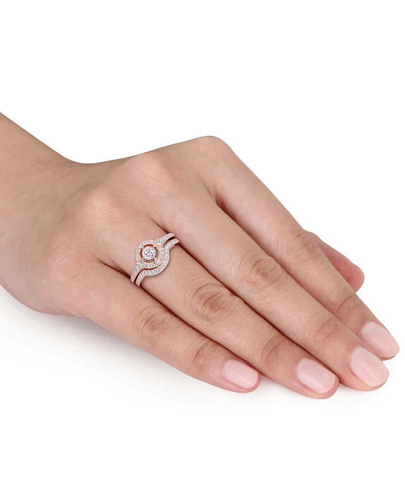 Diamond Halo Bridal Set (3/4 ct. t.w.) 14k Rose Gold