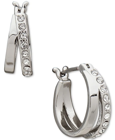 Karl Lagerfeld Paris Extra-Small Pave Split Hoop Earrings, 0.49"