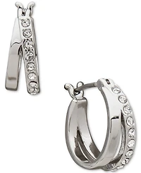 Karl Lagerfeld Paris Extra-Small Pave Split Hoop Earrings, 0.49"