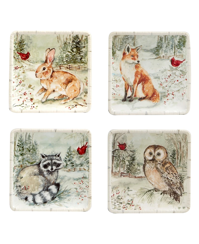 Certified International Winter's Walk 4 Piece Canape Plate Set