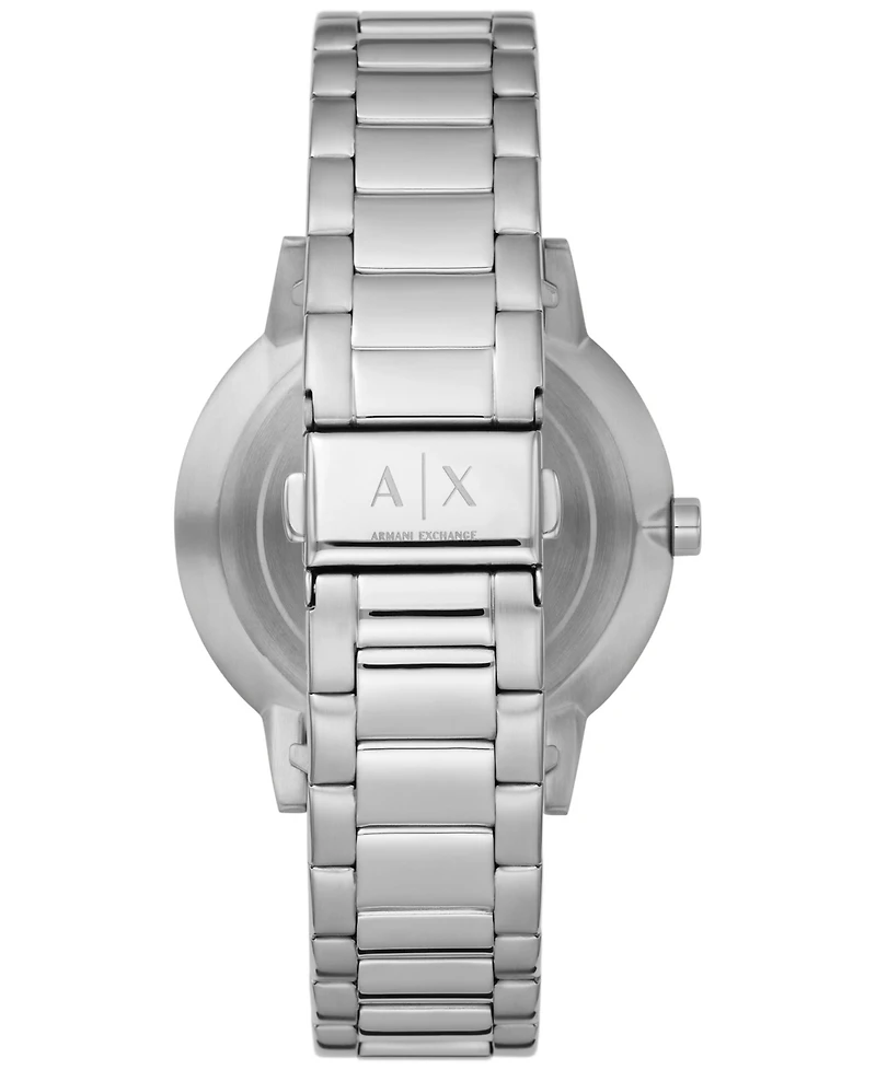 A|X Armani Exchange Men's Three-Hand Silver-tone Stainless Steel Bracelet Watch and 1 Bracelet Gift Set, 42mm