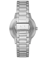 A|X Armani Exchange Men's Three-Hand Silver-tone Stainless Steel Bracelet Watch and 1 Bracelet Gift Set, 42mm
