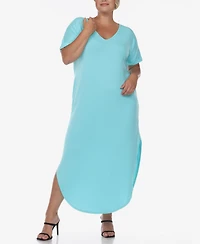 Plus Short Sleeve V-neck Maxi Dress