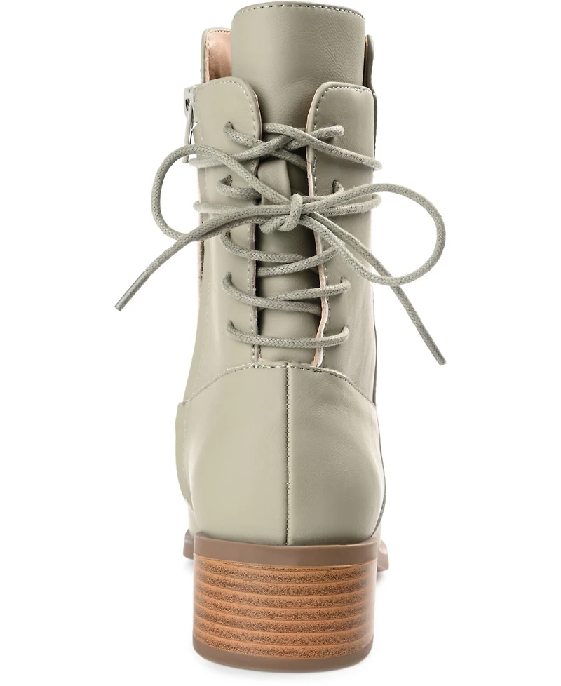 Journee Collection Women's Vannder Stacked Heel Ankle Tie Booties