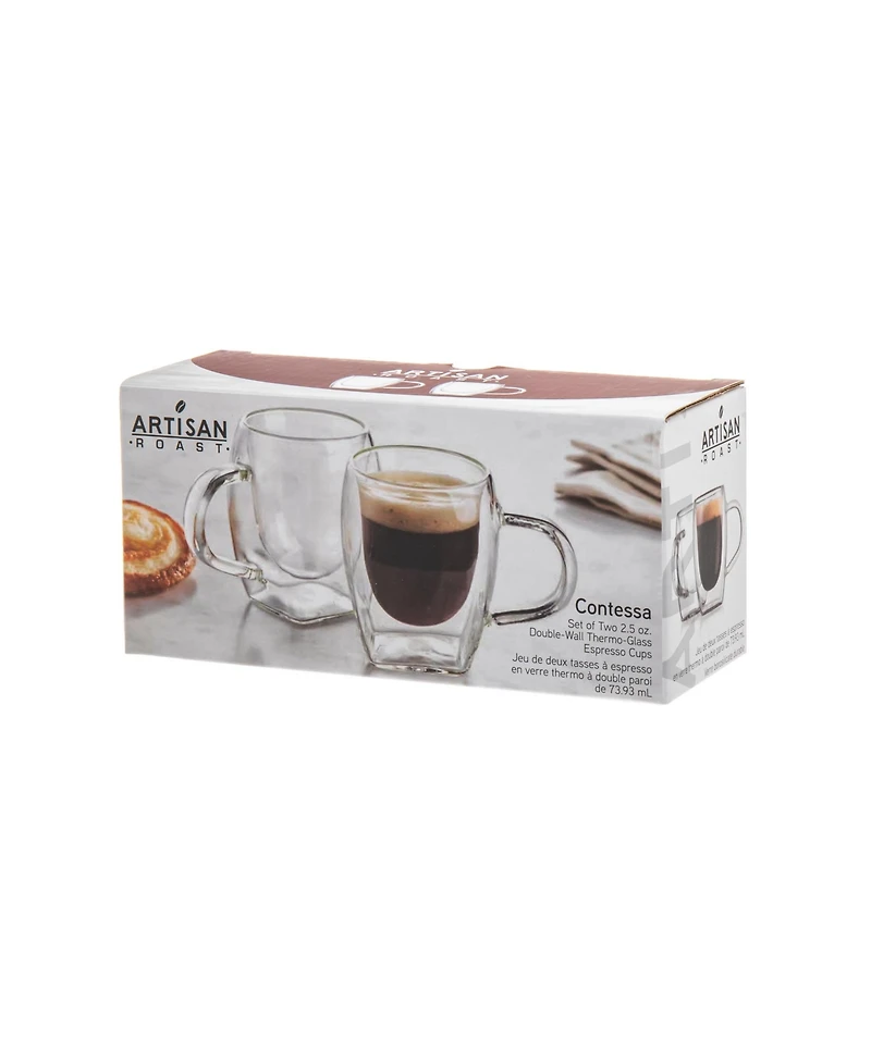 Godinger Contessa Espresso Double Wall Mugs, Set of 2