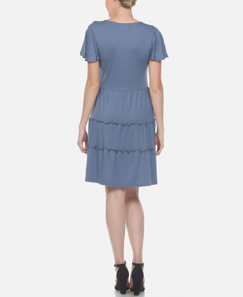 Women's Short Sleeve V-Neck Tiered Dress