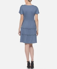 Women's Short Sleeve V-Neck Tiered Dress