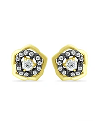 Giani Bernini Cubic Zirconia with Black Rhodium Flower Stud Earrings, 18K Gold over Silver
