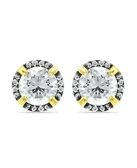 Giani Bernini Cubic Zirconia with Black Rhodium Halo Stud Earrings, 18K Gold over Silver