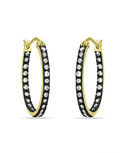 Giani Bernini 20mm Cubic Zirconia with Black Rhodium Oval Inside Outside Hoop Earringss, 18K Gold over Silver