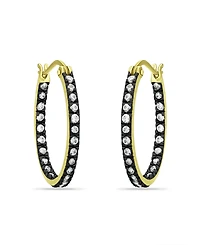 Giani Bernini 20mm Cubic Zirconia with Black Rhodium Oval Inside Outside Hoop Earringss, 18K Gold over Silver
