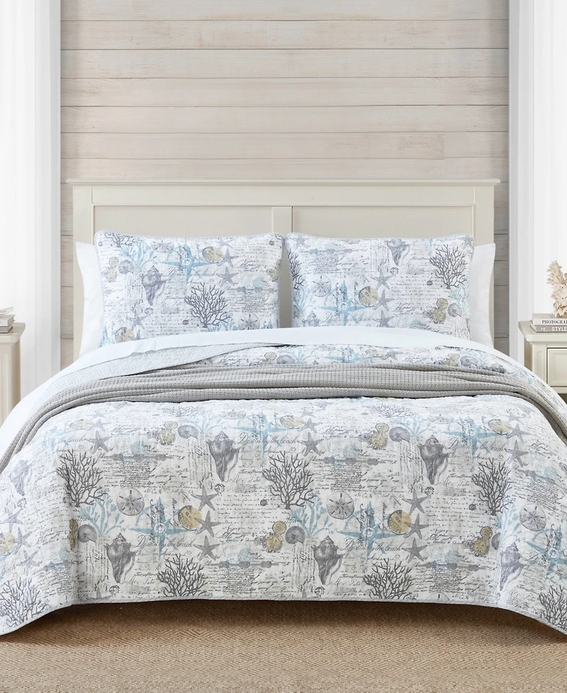 Tommy Bahama Home Beach Bliss Reversible 3 Piece Quilt Set, Full/Queen