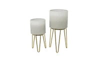 Metal Modern Planters with Stand, Set of 2