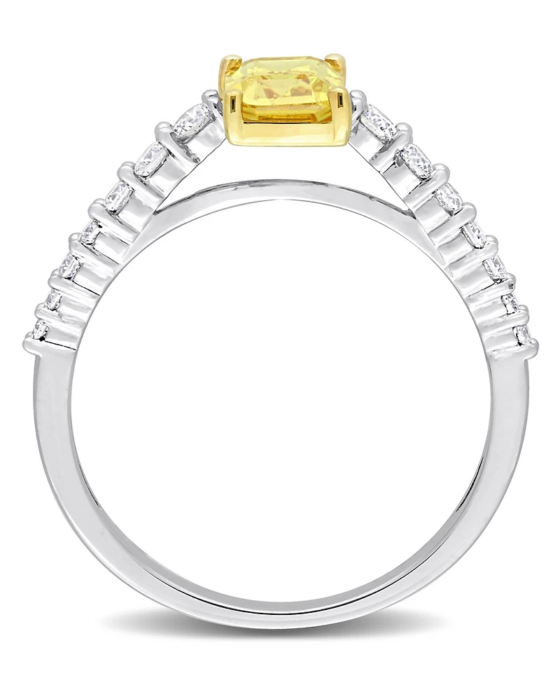 Sapphire and Diamond Engagement Ring 14K White Gold