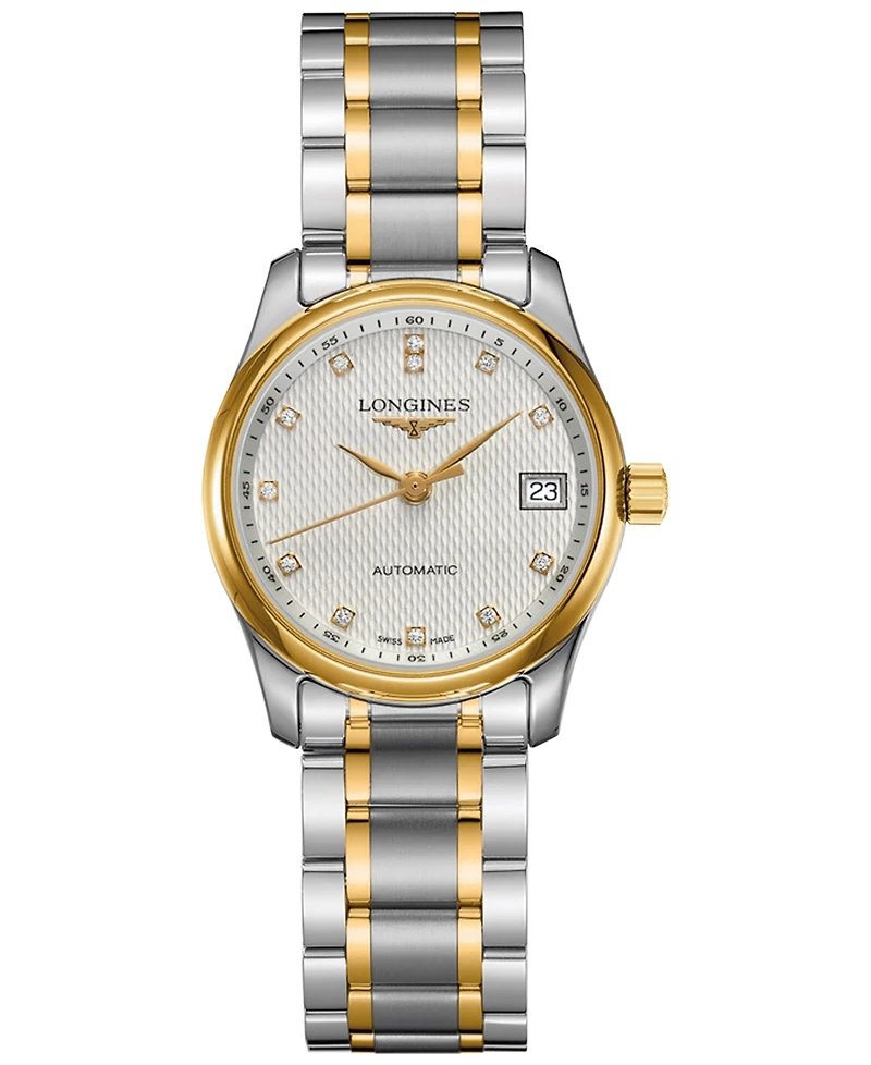 Longines Women's Swiss Automatic Master Diamond Accent 18k Gold & Stainless Steel Bracelet Watch 29mm