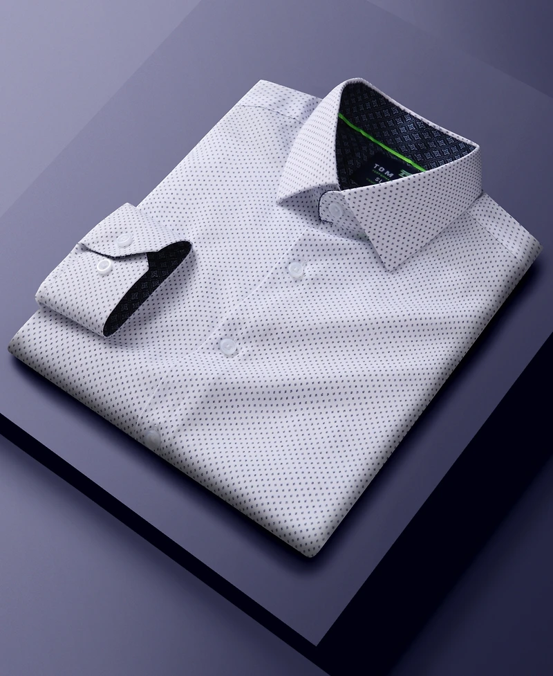 Men's Slim Fit Performance Long Sleeve Geometric Dress Shirt