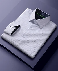 Men's Slim Fit Performance Long Sleeve Geometric Dress Shirt